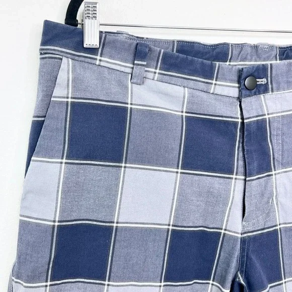 Lululemon Men’s Size 40 Blue and Grey Checkered Plaid Casual Walking Shorts - Picture 2 of 5